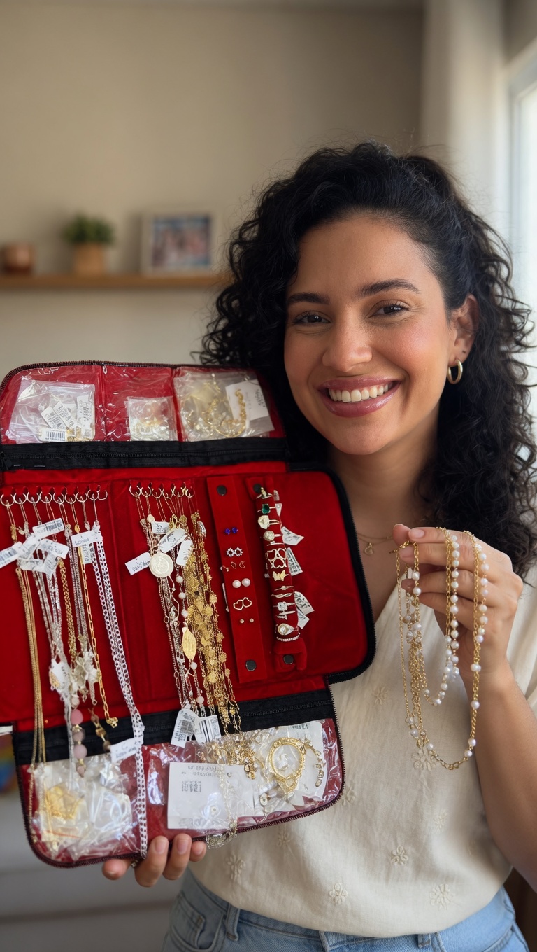 Kit de semijoias Meu Visual com brincos, colares, anéis e pulseiras